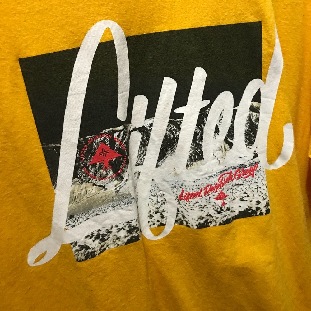 LRG Lifted Research Group Yellow Shirt Sz L